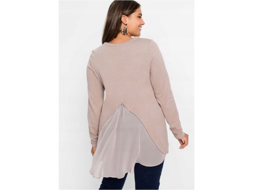 B.P.C sweter dzianinowy brudny różowy z koszulową wstawką 40/42.
