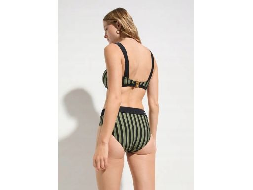 B.P.C bikini oliwkowo-czarno-złote w paski z figami z paskiem ^44
