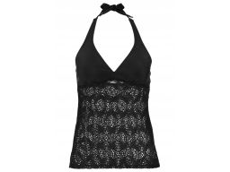 B.P.C. top tankini ażurowy czarny wiązany na szyi 52.