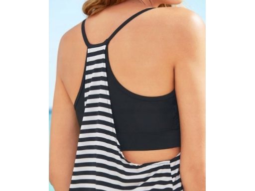 B.P.C tankini biało-czarne w paski z figami 48.