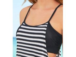 B.P.C tankini biało-czarne w paski z figami 48.
