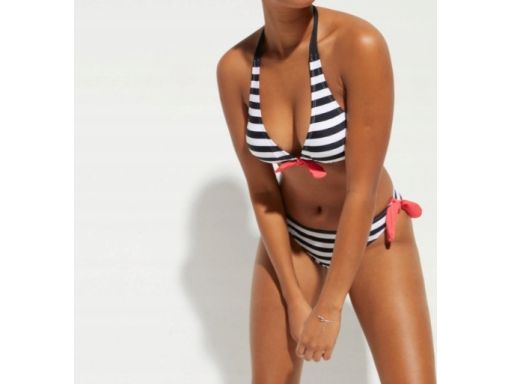 B.P.C bikini wiązane czarno-białe w paski 44.