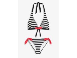 B.P.C bikini wiązane czarno-białe w paski 44.