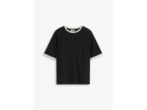 B.P.C t-shirt damski czarny ażurowy haft r.44/46