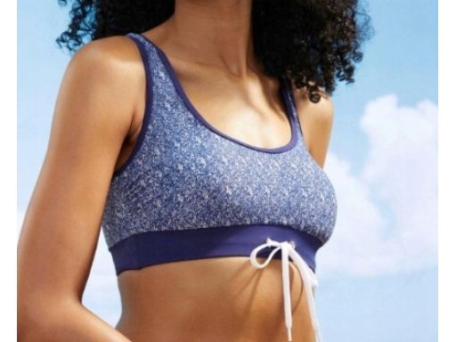 B.P.C bikini granatowo-białe we wzorki bustier z szortami 46.