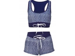 B.P.C bikini granatowo-białe we wzorki bustier z szortami 46.