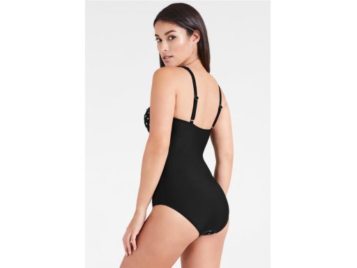 LASCANA kostium kąpielowy modelujący czarny guziczki 48 C