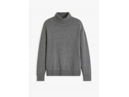 erB.P.C sweter dzianinowy męski szary z wywijanym golfem M.