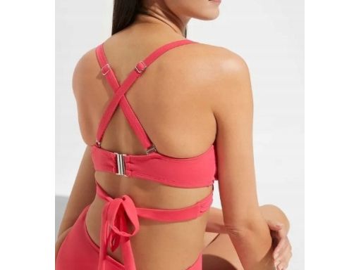 B.P.C bikini bustier wiązane różowe z figami r.50