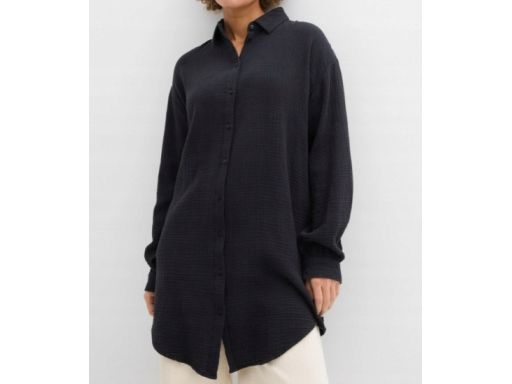 B.P.C długa bluzka koszulowa muślinowa czarna oversize 54.