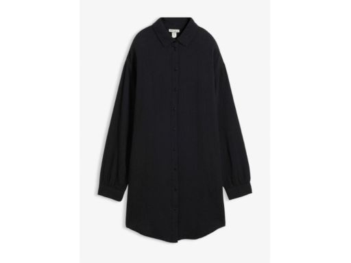 B.P.C długa bluzka koszulowa muślinowa czarna oversize 54.