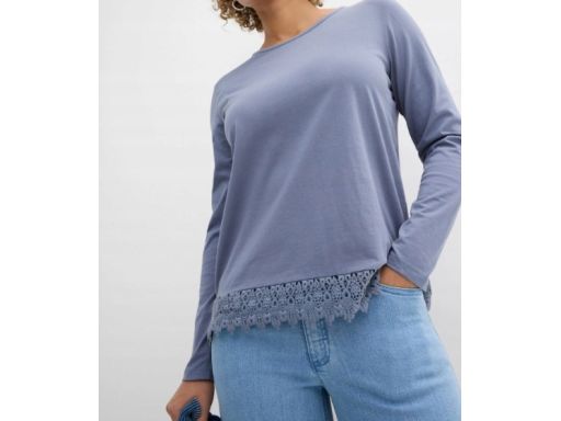 B.P.C bluzka indigo bawełniana z koronką 44/46.