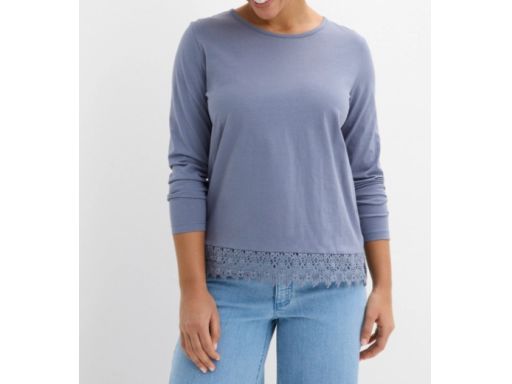 B.P.C bluzka indigo bawełniana z koronką 44/46.