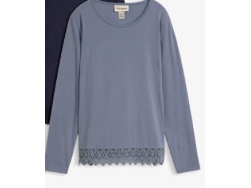 B.P.C bluzka indigo bawełniana z koronką 44/46.