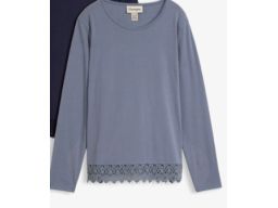 B.P.C bluzka indigo bawełniana z koronką 44/46.