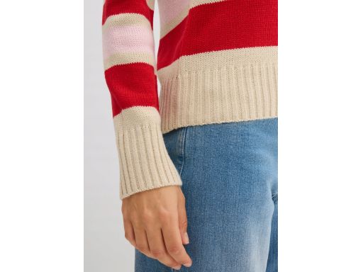 B.P.C ciepły sweter beżowo-różowy w paski r.44/46