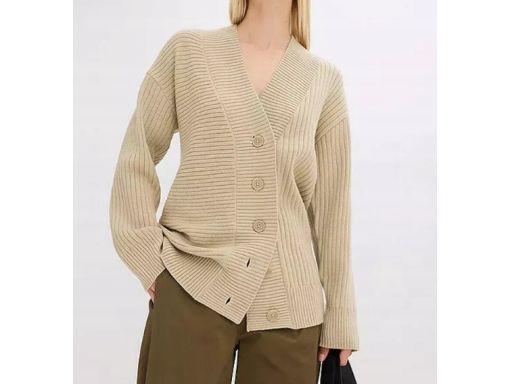 B.P.C sweter rozpinany beżowy kardigan prążkowany dłuższy 36/38.
