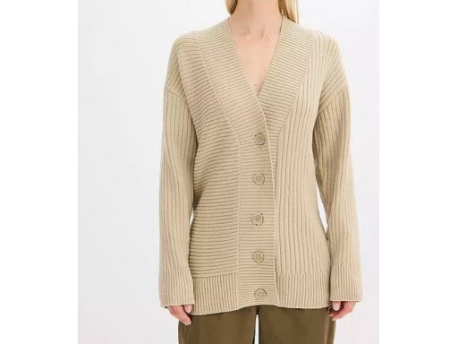 B.P.C sweter rozpinany beżowy kardigan prążkowany dłuższy 36/38.