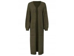 B.P.C długi sweter khaki dzianinowy kardigan bez zapięcia r.56/58