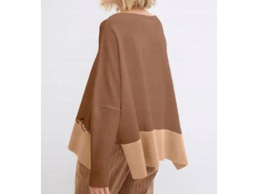 B.P.C sweter-poncho dzianinowy brązowo-karmelowy 44/46.