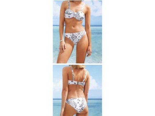 B.P.C białe bikini we wzory usztywniane miseczki 48 (95A)