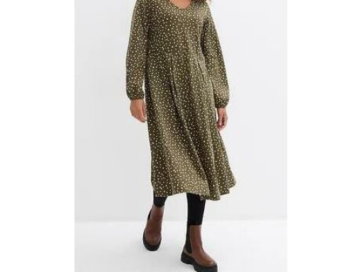 B.P.C sukienka khaki midi we wzorki 48/50.