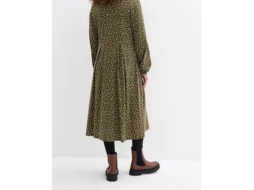 B.P.C sukienka khaki midi we wzorki 48/50.