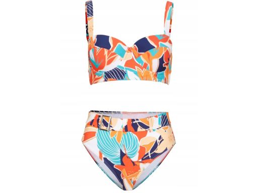 B.P.C bikini na fiszbinach kolorowe z figami z wysokim stanem 46 (90E)
