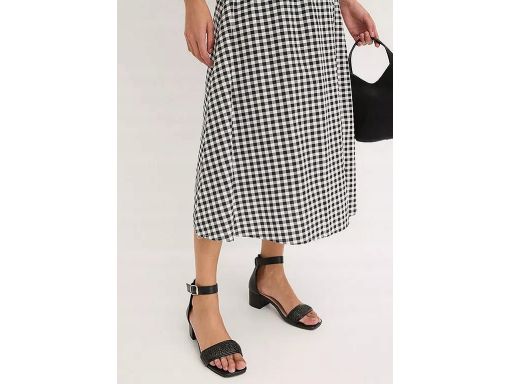 B.P.C sukienka bawełniana w czarno-białą kratkę midi r.48
