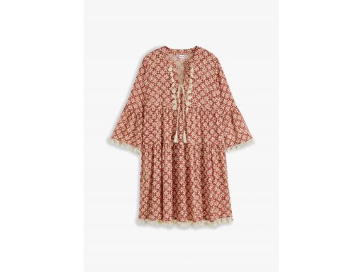 B.P.C sukienka tunikowa we wzory z frędzlami boho 46.
