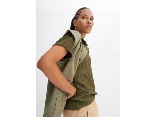 B.P.C khaki t-shirt oversize z krepy r.40/42