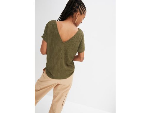 B.P.C khaki t-shirt oversize z krepy r.40/42