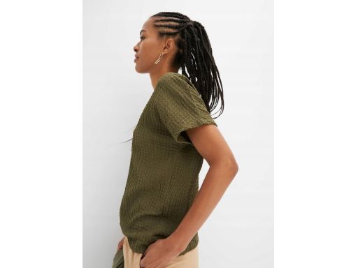 B.P.C khaki t-shirt oversize z krepy r.40/42