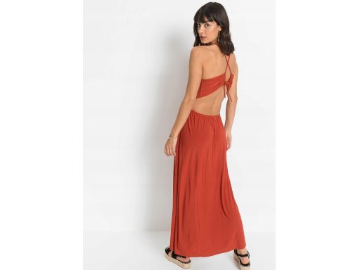 Sukienka maxi miedziana wycięcia r.40/42
