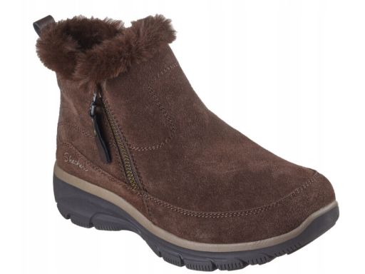 Skechers Botki Damskie Zimowe Easy Going Cool Zip! ocieplane brąz 37 E