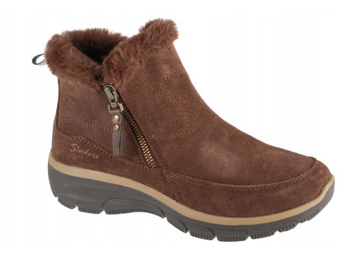 Skechers Botki Damskie Zimowe Easy Going Cool Zip! ocieplane brąz 37 E