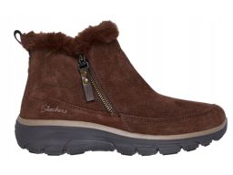 Skechers Botki Damskie Zimowe Easy Going Cool Zip! ocieplane brąz 37 E
