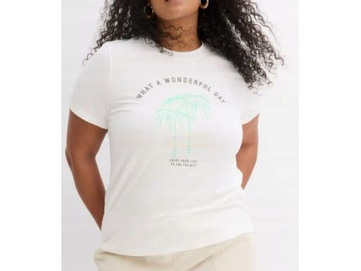 B.P.C t-shirt z nadrukiem śmietankowy r.44/46