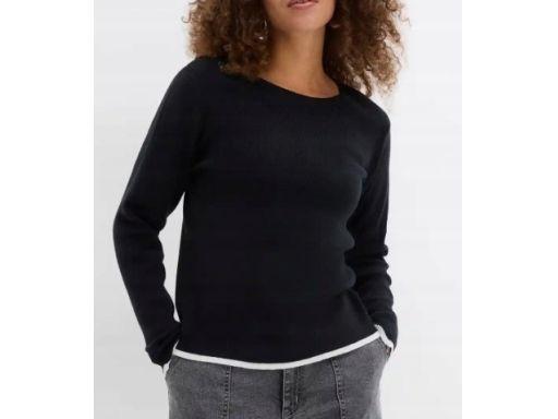 B.P.C sweter czarny z białą lamówką r.36/38