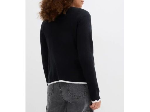 B.P.C sweter czarny z białą lamówką r.36/38