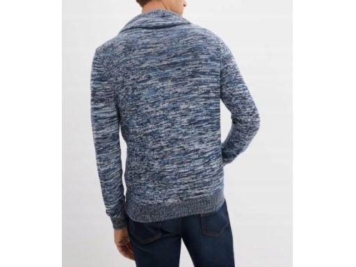 B.P.C sweter męski granatowy melanż z troczkami r.XXL