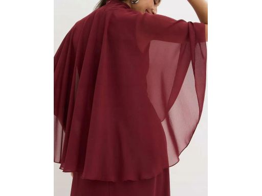 B.P.C sukienka bordowa szyfonowa z peleryną 46.