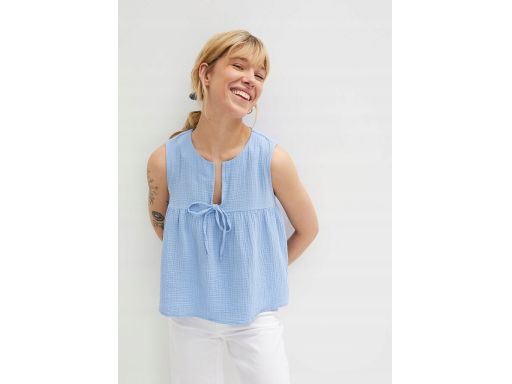 B.P.C bluzka muślinowa bez rękawów oversize niebieska 44.