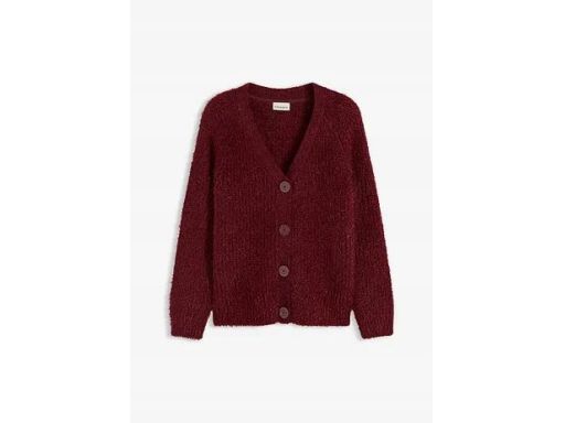 B.P.C sweter rozpinany włochaty bordowy r.36/38