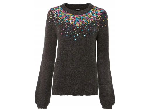 B.P.C sweter szary z kolorowymi cekinami r.36/38