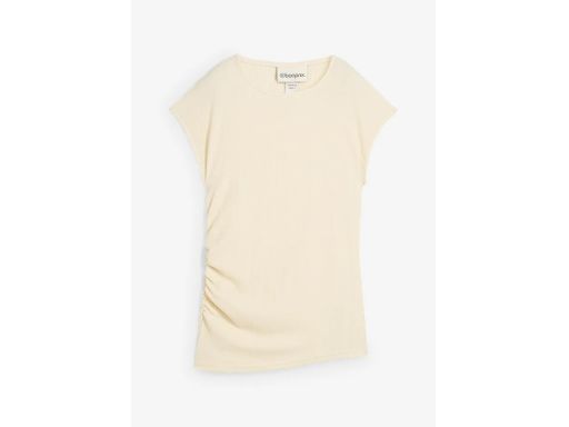 B.P.C kremowy t-shirt oversize z krepy r.40/42