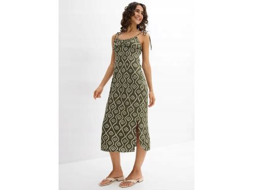B.P.C sukienka we wzory midi oliwkowa r.48