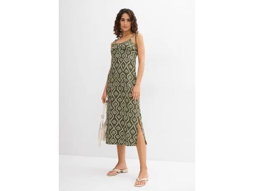B.P.C sukienka we wzory midi oliwkowa r.48