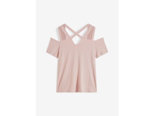 B.P.C t-shirt różowy z wycięciami odkryte ramiona r.44/46
