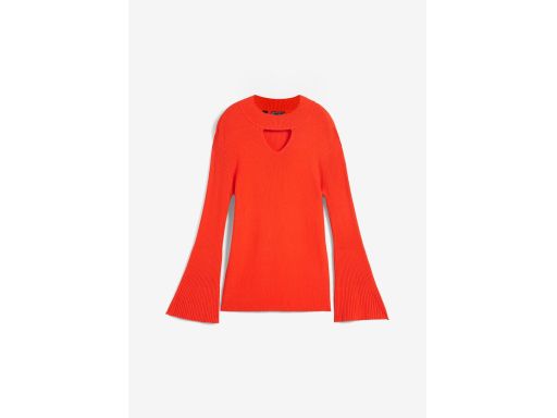 B.P.C sweter prążkowany czerwony z wycięciem r.36/38